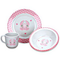 Reed & Barton Gingham Bunny 3 Piece Baby Dinner Set